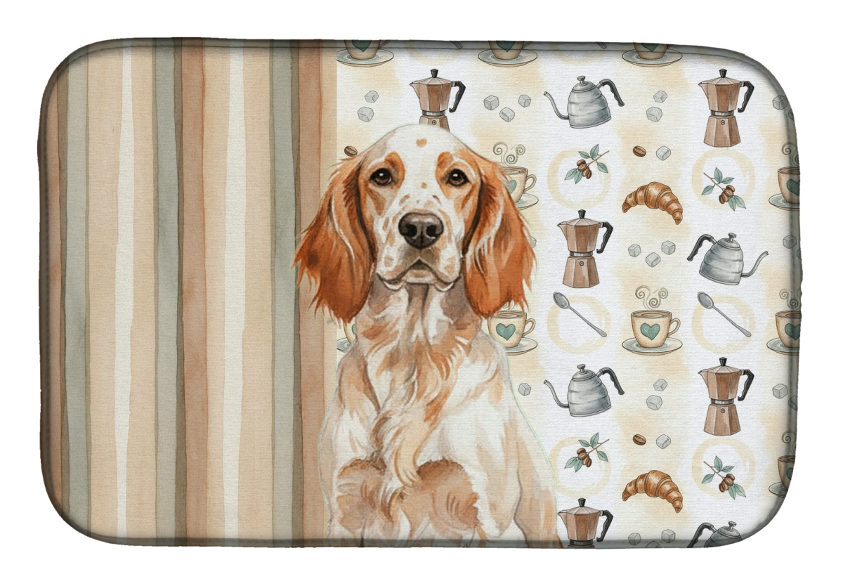 Picture of Carolines Treasures WDK7430DDM 21 x 14 in. Orange Belton English Setter Coffee Bar Dish Drying Mat