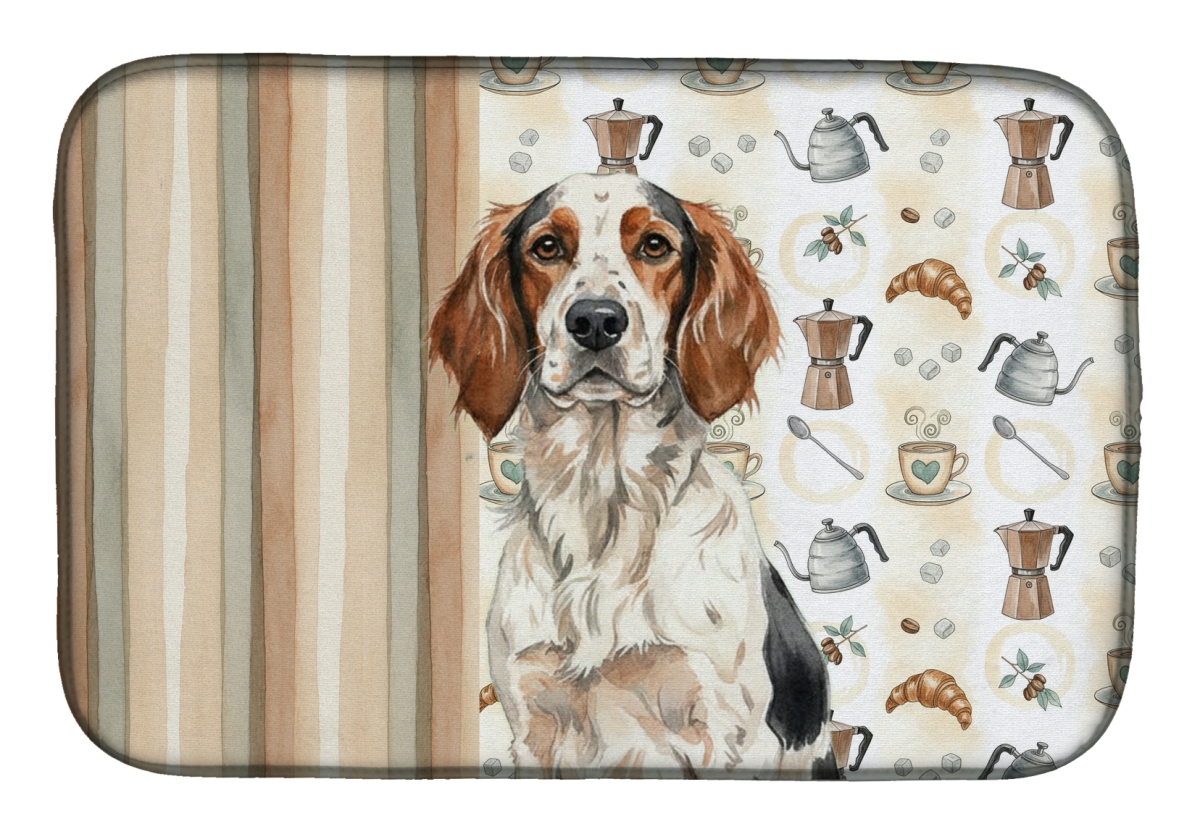 Picture of Carolines Treasures WDK7431DDM 21 x 14 in. Tricolor English Setter Coffee Bar Dish Drying Mat