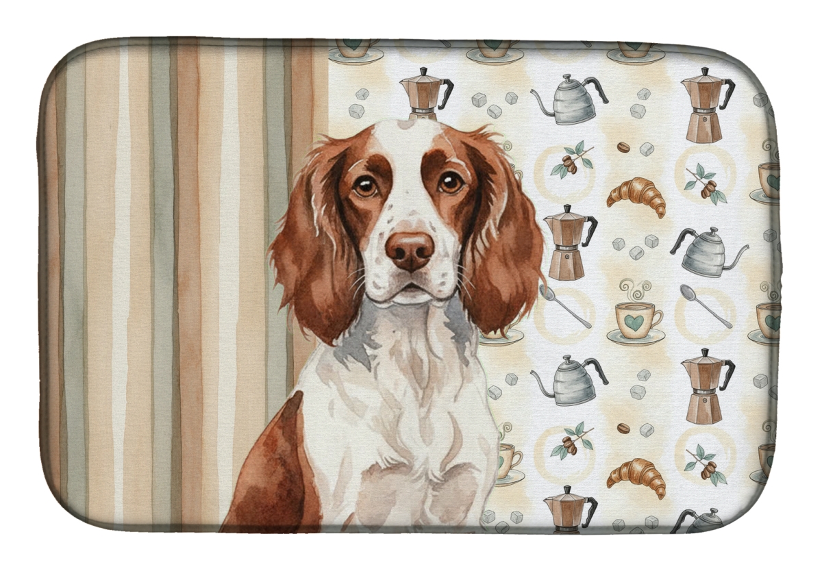 Picture of Carolines Treasures WDK7433DDM 21 x 14 in. Liver & White English Springer Spaniel Coffee Bar Dish Drying Mat
