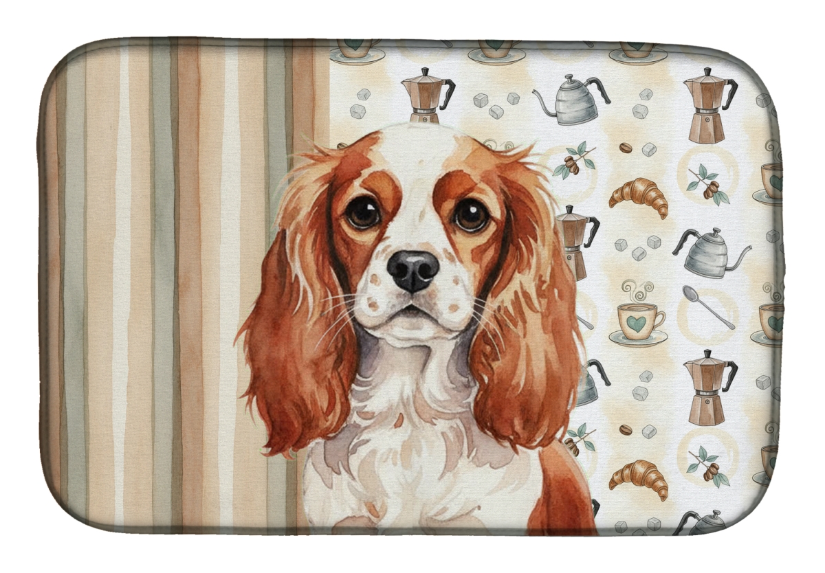 Picture of Carolines Treasures WDK7435DDM 21 x 14 in. Blenheim English Toy Spaniel Coffee Bar Dish Drying Mat