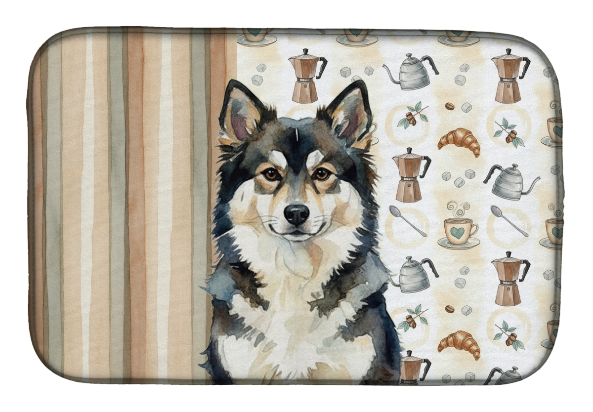 Picture of Carolines Treasures WDK7437DDM 21 x 14 in. Finnish Lapphund Coffee Bar Dish Drying Mat