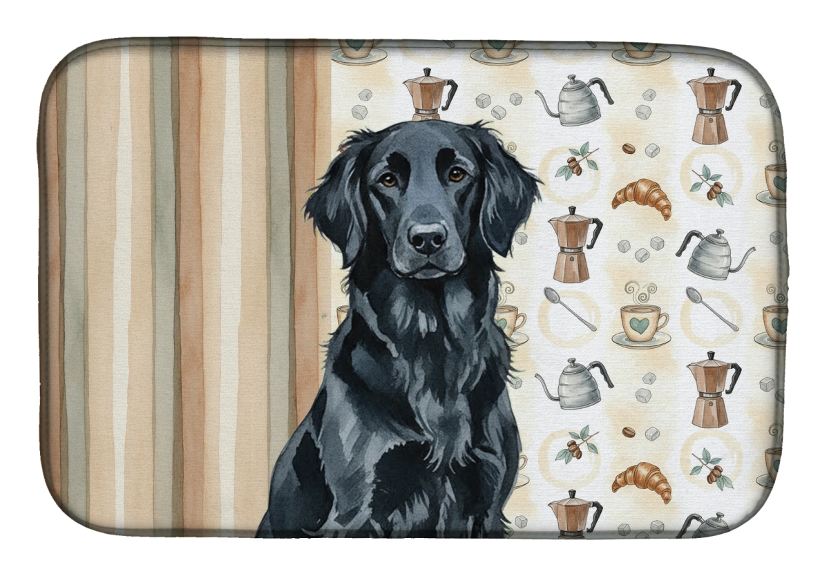 Picture of Carolines Treasures WDK7438DDM 21 x 14 in. Black Flat-Coated Retriever Coffee Bar Dish Drying Mat