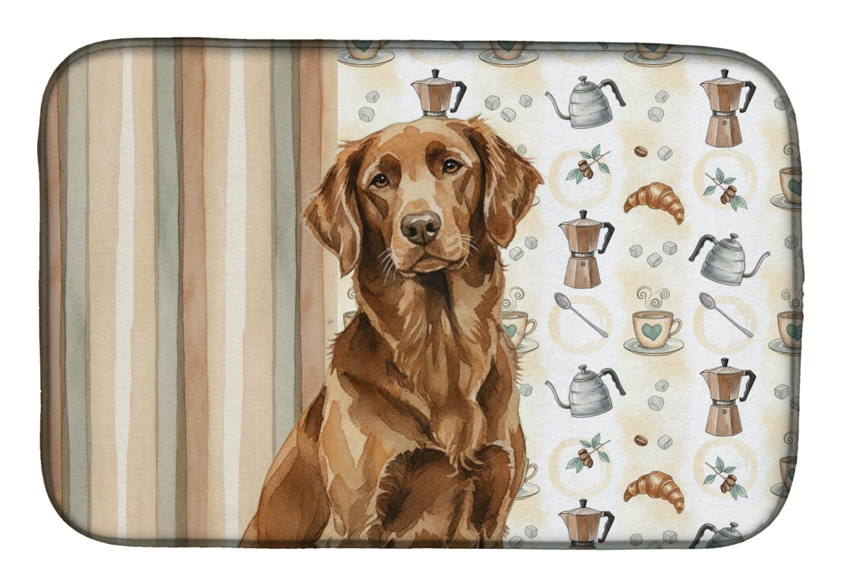 Picture of Carolines Treasures WDK7439DDM 21 x 14 in. Liver Flat-Coated Retriever Coffee Bar Dish Drying Mat