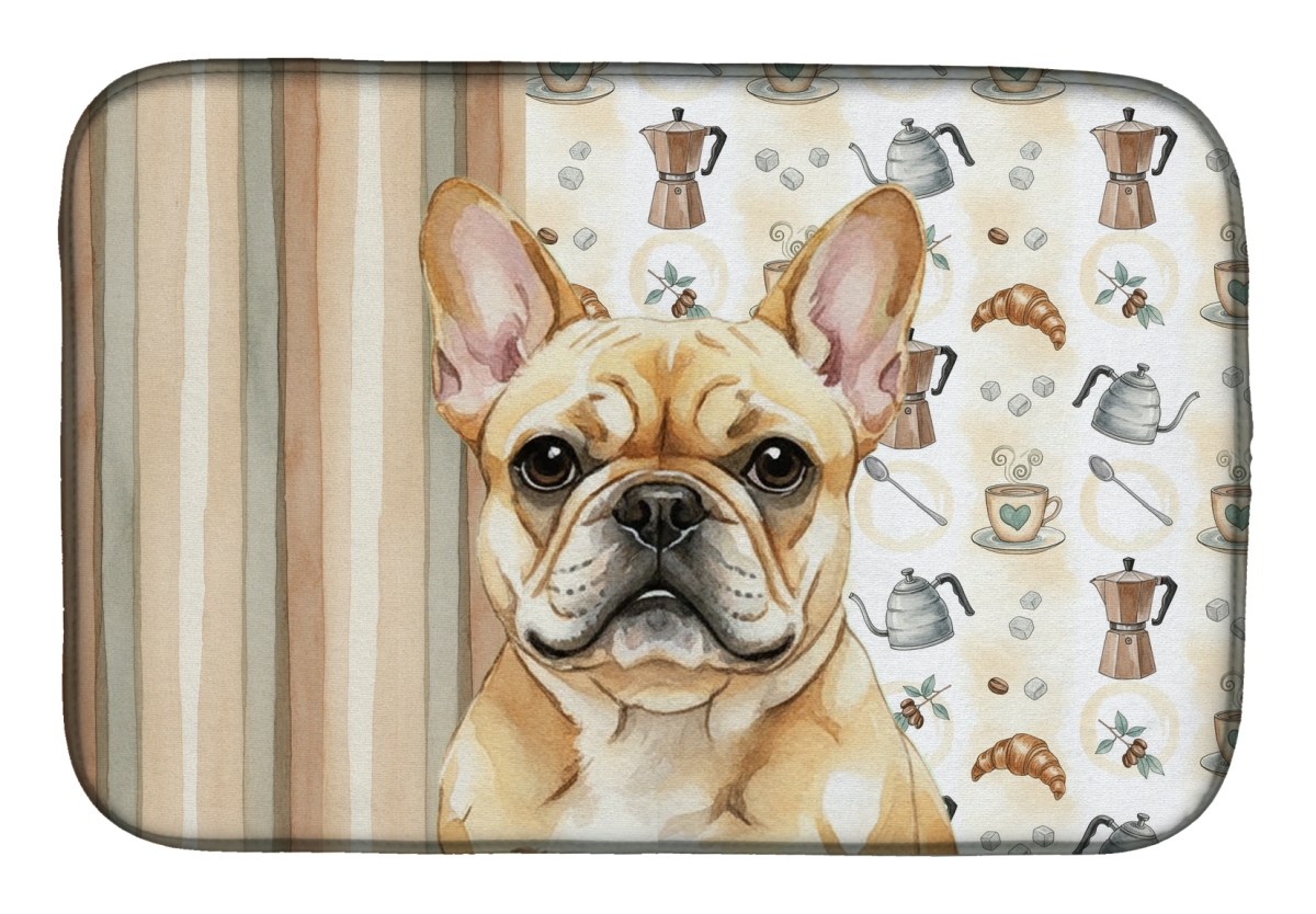 Picture of Carolines Treasures WDK7440DDM 21 x 14 in. Fawn French Bulldog Coffee Bar Dish Drying Mat