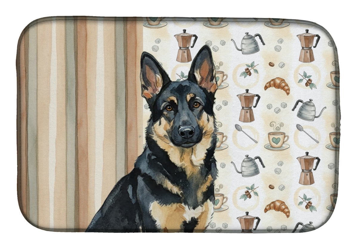 Picture of Carolines Treasures WDK7444DDM 21 x 14 in. Black & Tan German Shepherd Coffee Bar Dish Drying Mat