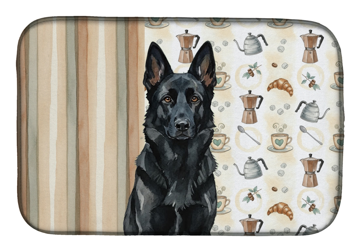 Picture of Carolines Treasures WDK7445DDM 21 x 14 in. Black German Shepherd Coffee Bar Dish Drying Mat