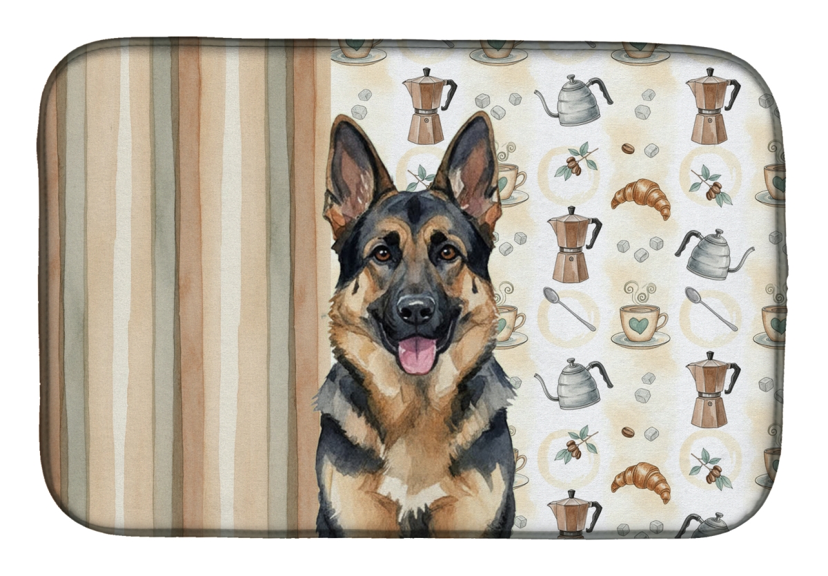 Picture of Carolines Treasures WDK7446DDM 21 x 14 in. German Shepherd Coffee Bar Dish Drying Mat