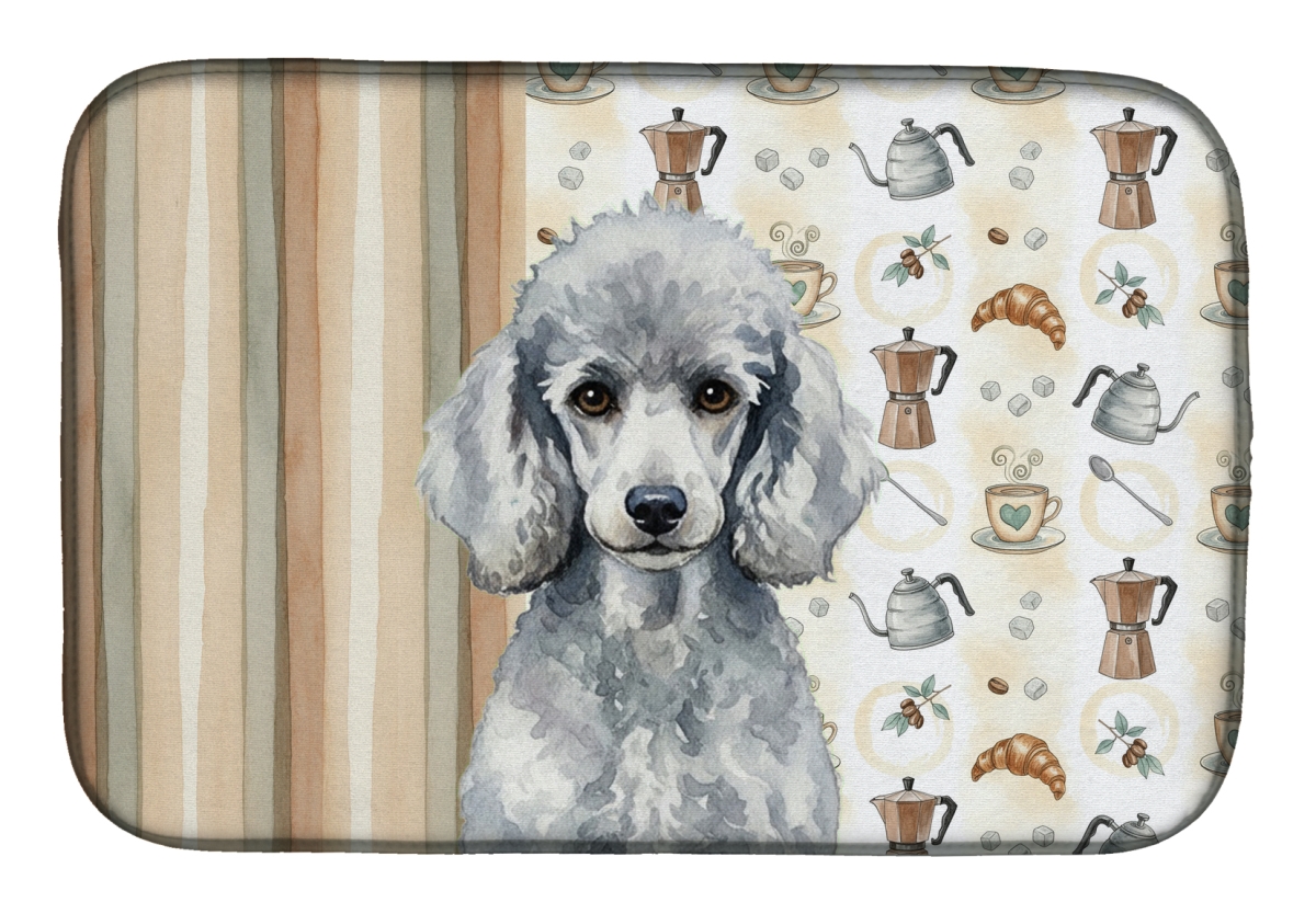 Picture of Carolines Treasures WDK7570DDM 21 x 14 in. Standard Silver Poodle Coffee Bar Dish Drying Mat
