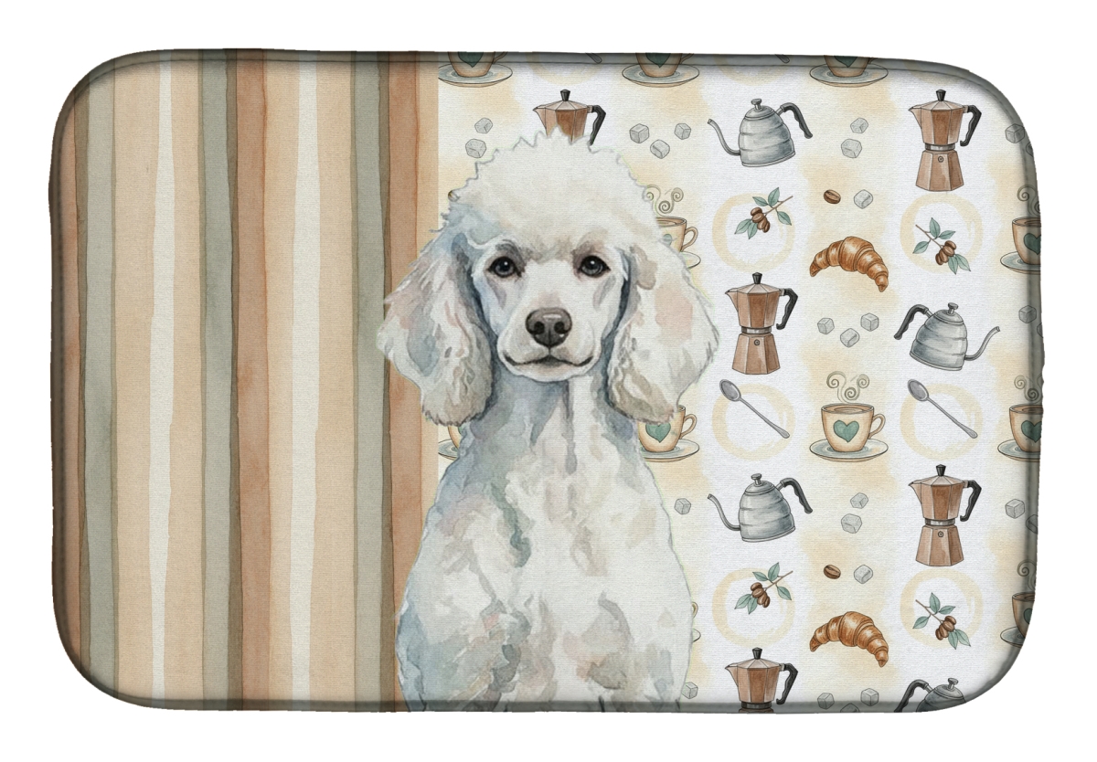 Picture of Carolines Treasures WDK7571DDM 21 x 14 in. Standard White Poodle Coffee Bar Dish Drying Mat
