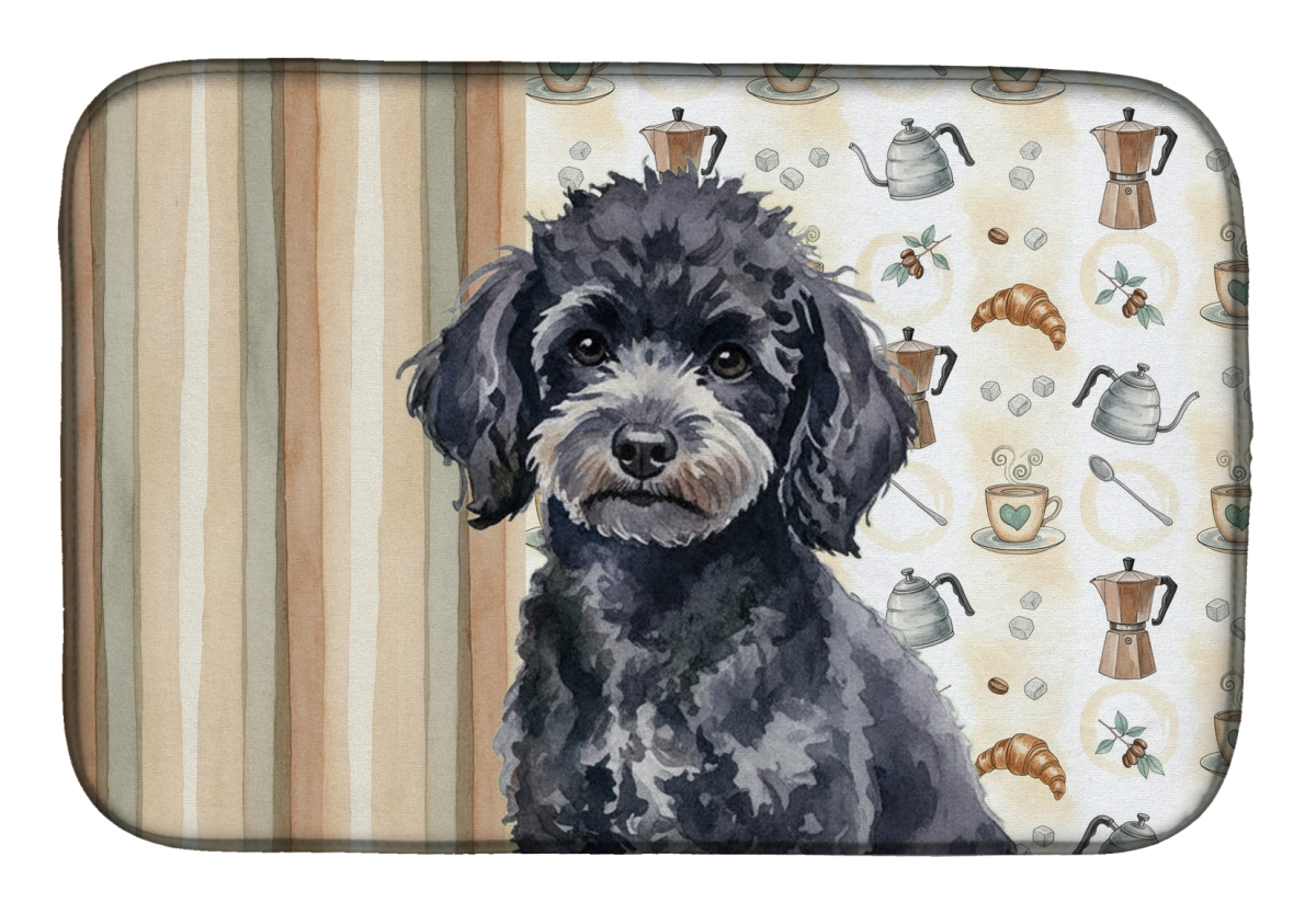 Picture of Carolines Treasures WDK7573DDM 21 x 14 in. Toy Black Poodle Coffee Bar Dish Drying Mat