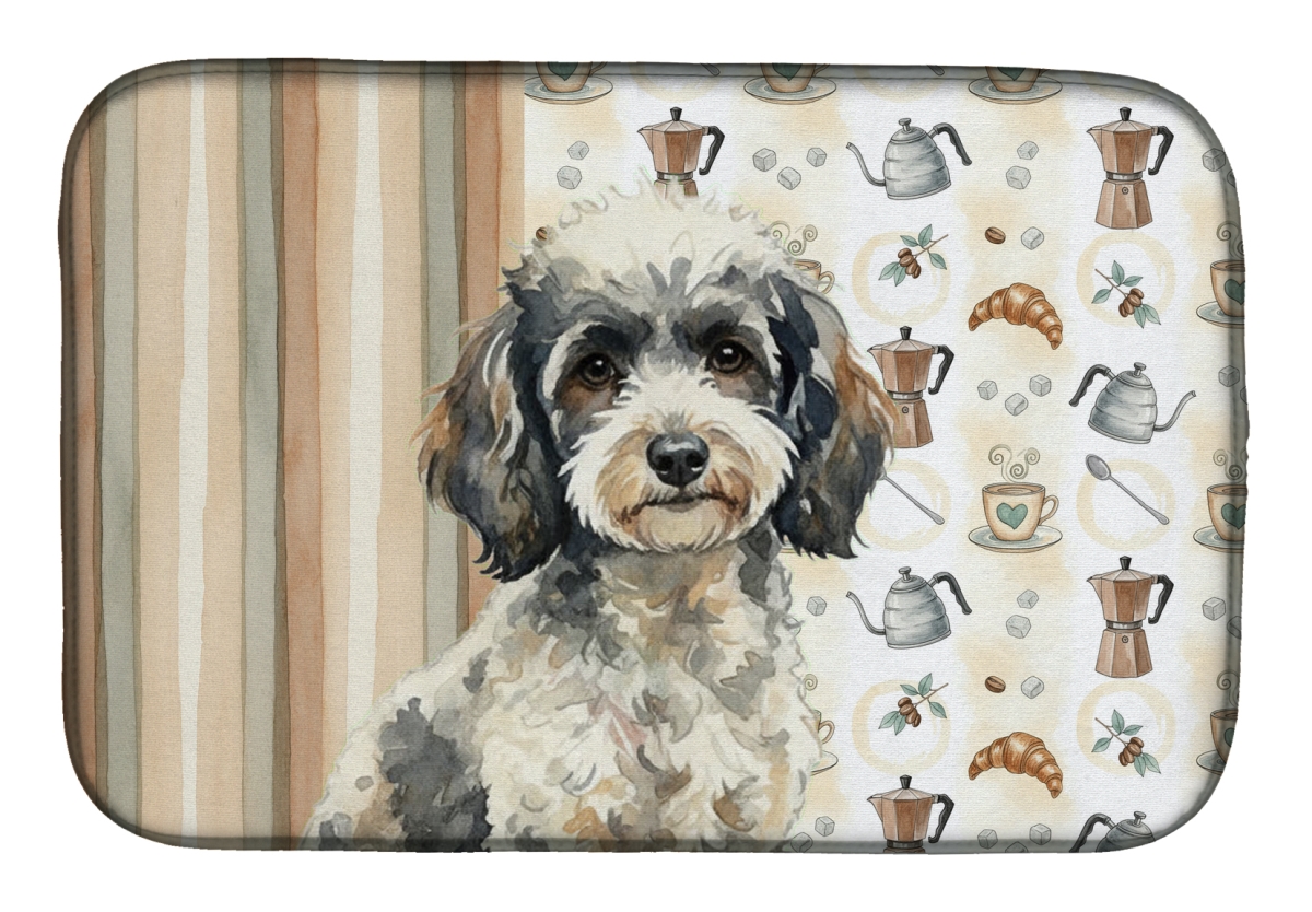 Picture of Carolines Treasures WDK7574DDM 21 x 14 in. Toy Parti Poodle Coffee Bar Dish Drying Mat
