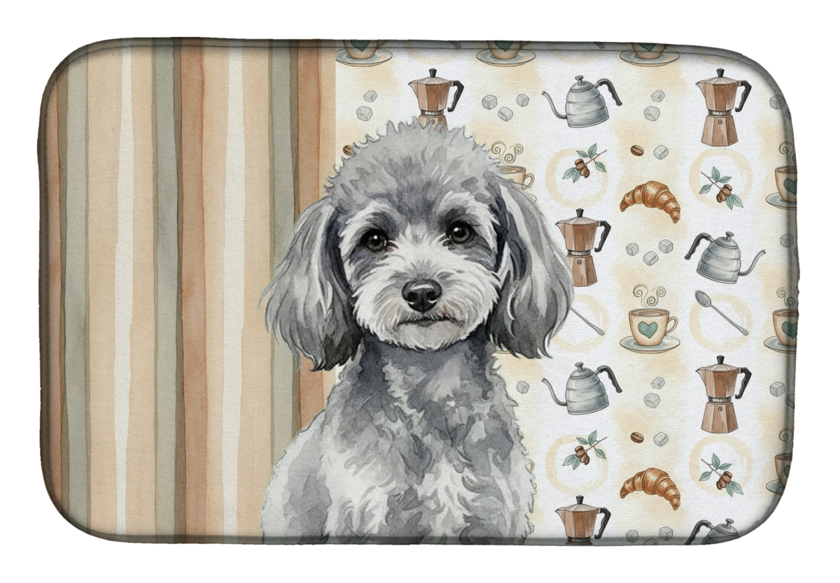 Picture of Carolines Treasures WDK7576DDM 21 x 14 in. Toy Silver Poodle Coffee Bar Dish Drying Mat