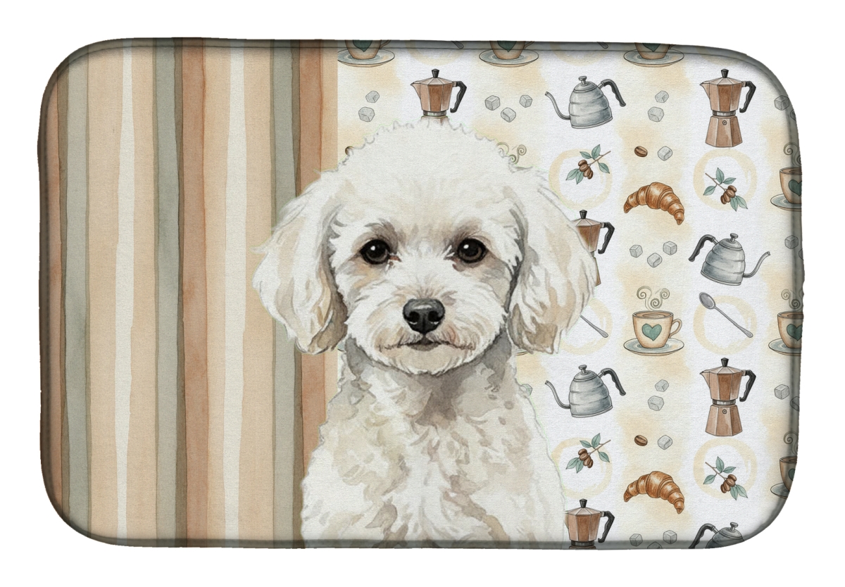 Picture of Carolines Treasures WDK7577DDM 21 x 14 in. Toy White Poodle Coffee Bar Dish Drying Mat