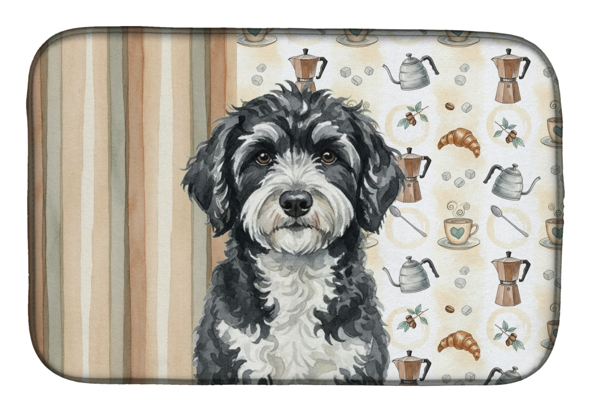 Picture of Carolines Treasures WDK7578DDM 21 x 14 in. Portuguese Water Dog Coffee Bar Dish Drying Mat
