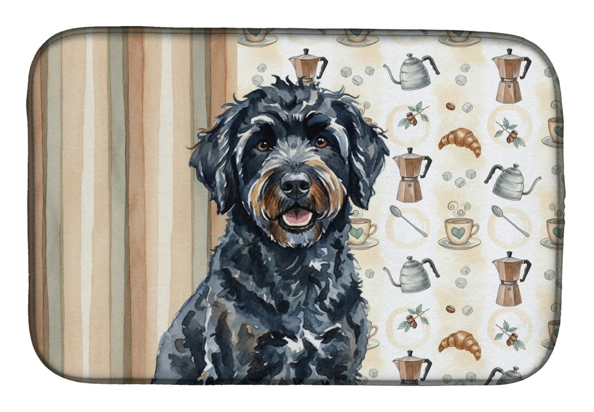 Picture of Carolines Treasures WDK7579DDM 21 x 14 in. Black Portuguese Water Dog Coffee Bar Dish Drying Mat