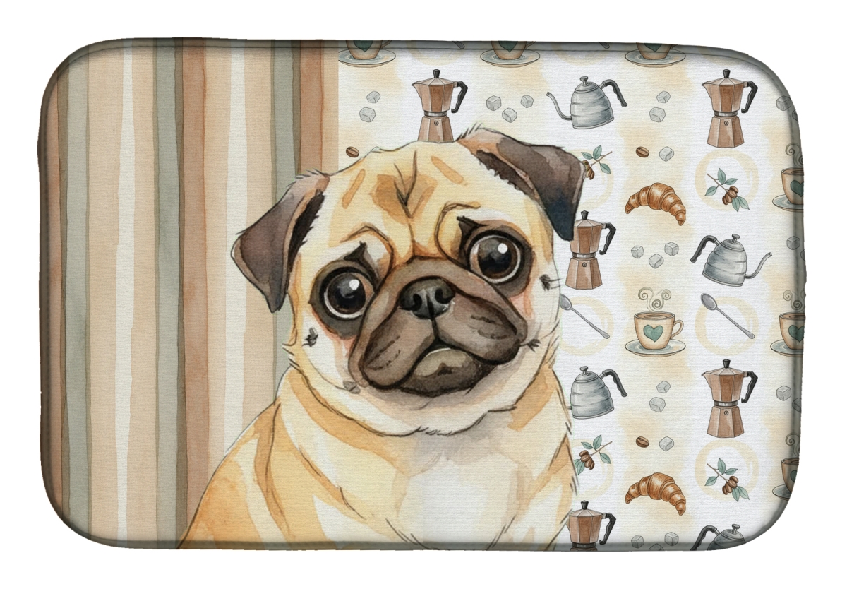 Picture of Carolines Treasures WDK7582DDM 21 x 14 in. Fawn Pug Coffee Bar Dish Drying Mat