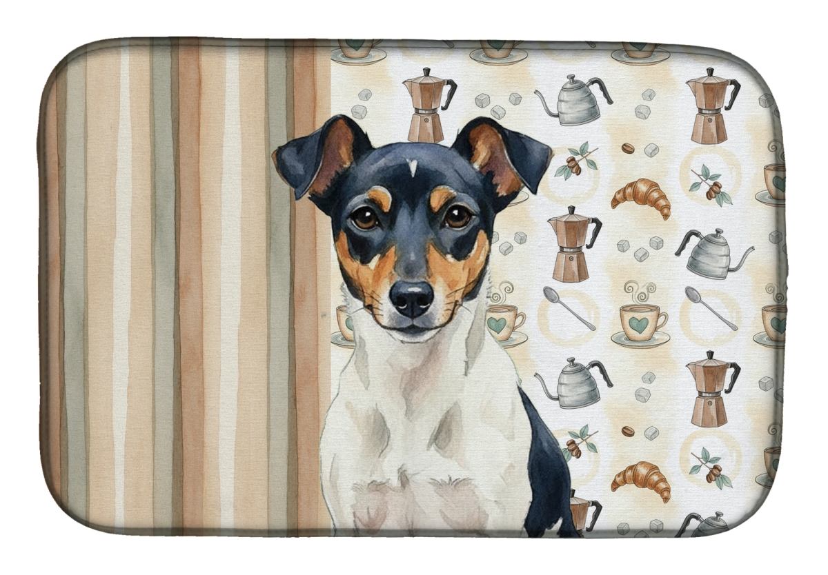 Picture of Carolines Treasures WDK7585DDM 21 x 14 in. Tricolor Rat Terrier Coffee Bar Dish Drying Mat
