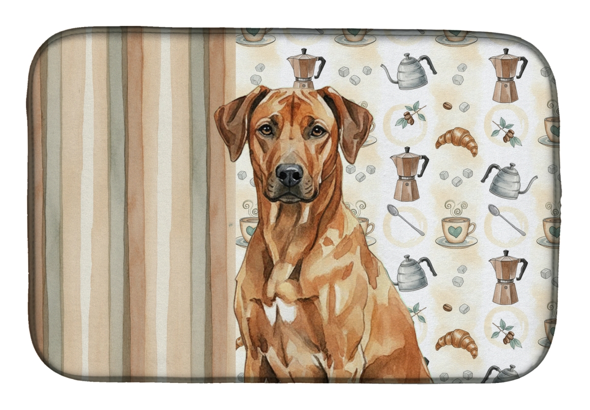 Picture of Carolines Treasures WDK7586DDM 21 x 14 in. Rhodesian Ridgeback Coffee Bar Dish Drying Mat