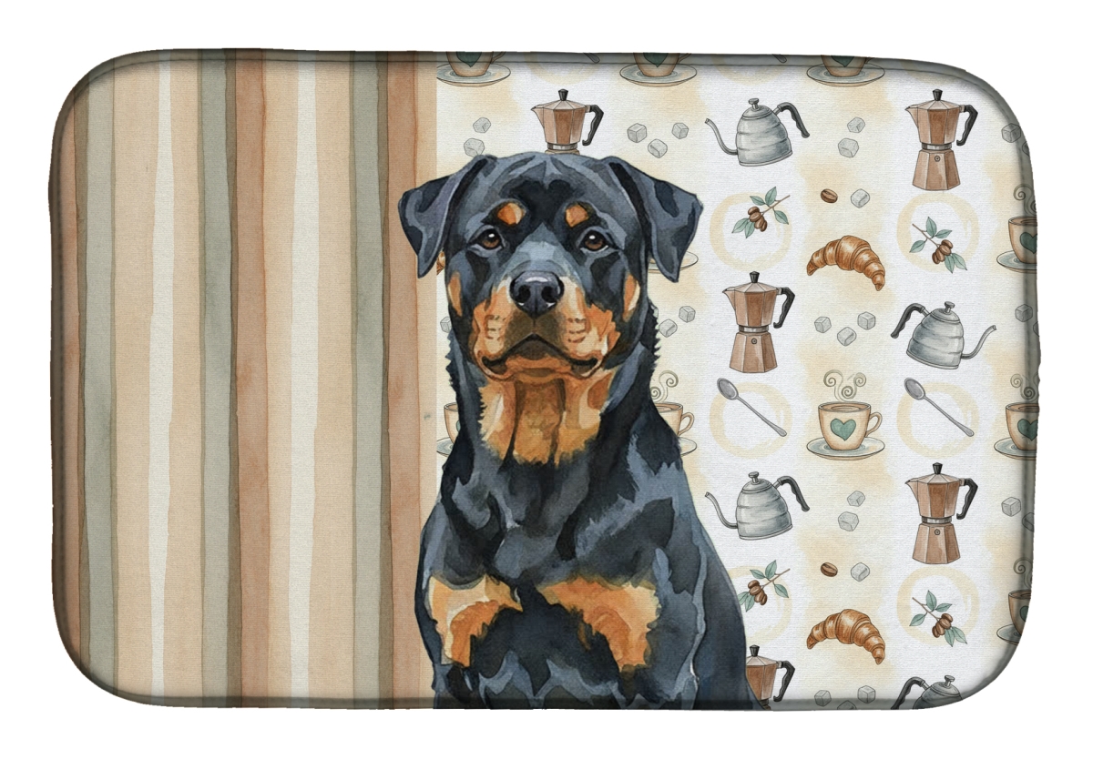 Picture of Carolines Treasures WDK7587DDM 21 x 14 in. Rottweiler Coffee Bar Dish Drying Mat