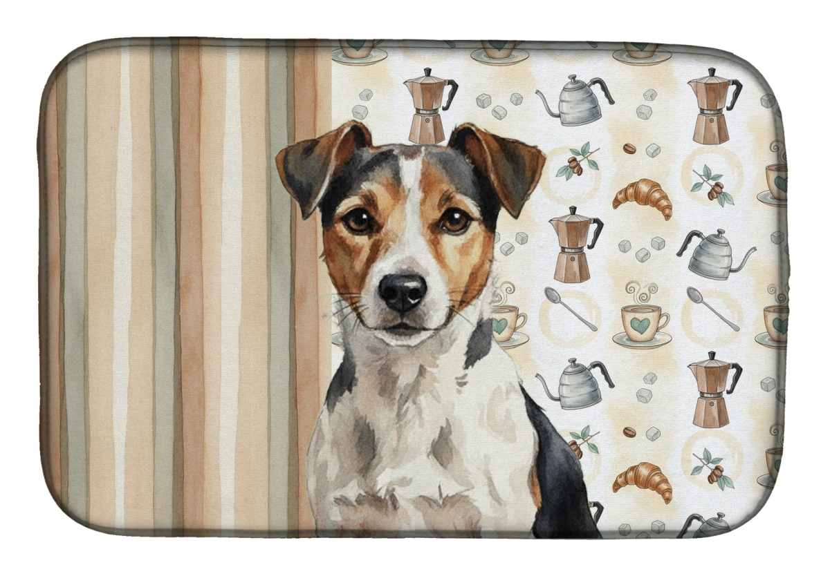 Picture of Carolines Treasures WDK7588DDM 21 x 14 in. Tricolor Russell Terrier Coffee Bar Dish Drying Mat
