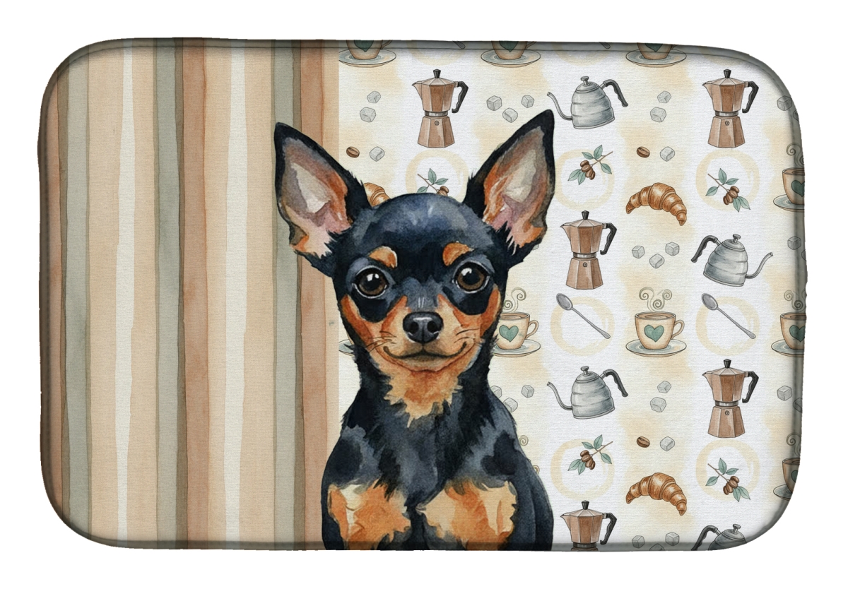 Picture of Carolines Treasures WDK7591DDM 21 x 14 in. Black & Tan Russian Toy Coffee Bar Dish Drying Mat