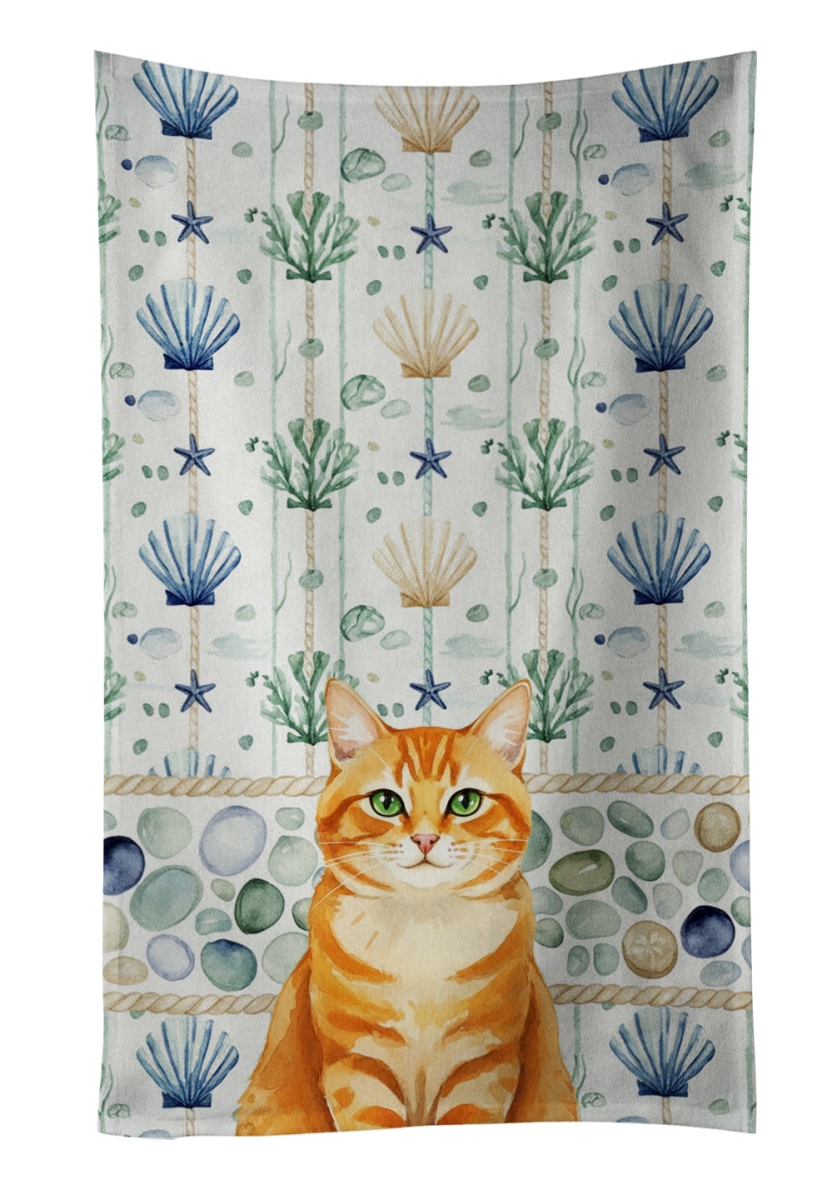 Picture of Carolines Treasures FNT1349KTWL 25 x 15 in. Orange Classic Tabby Cat Coastal Sea Glass Kitchen Towel
