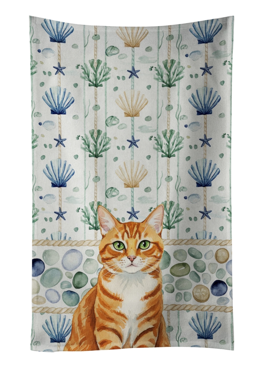 Picture of Carolines Treasures FNT1350KTWL 25 x 15 in. Orange Mackerel Tabby Cat Coastal Sea Glass Kitchen Towel
