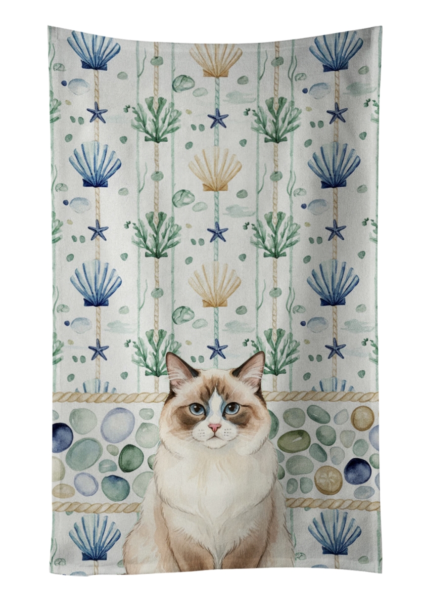 Picture of Carolines Treasures FNT1355KTWL 25 x 15 in. Ragdoll Bicolor Cat Coastal Sea Glass Kitchen Towel