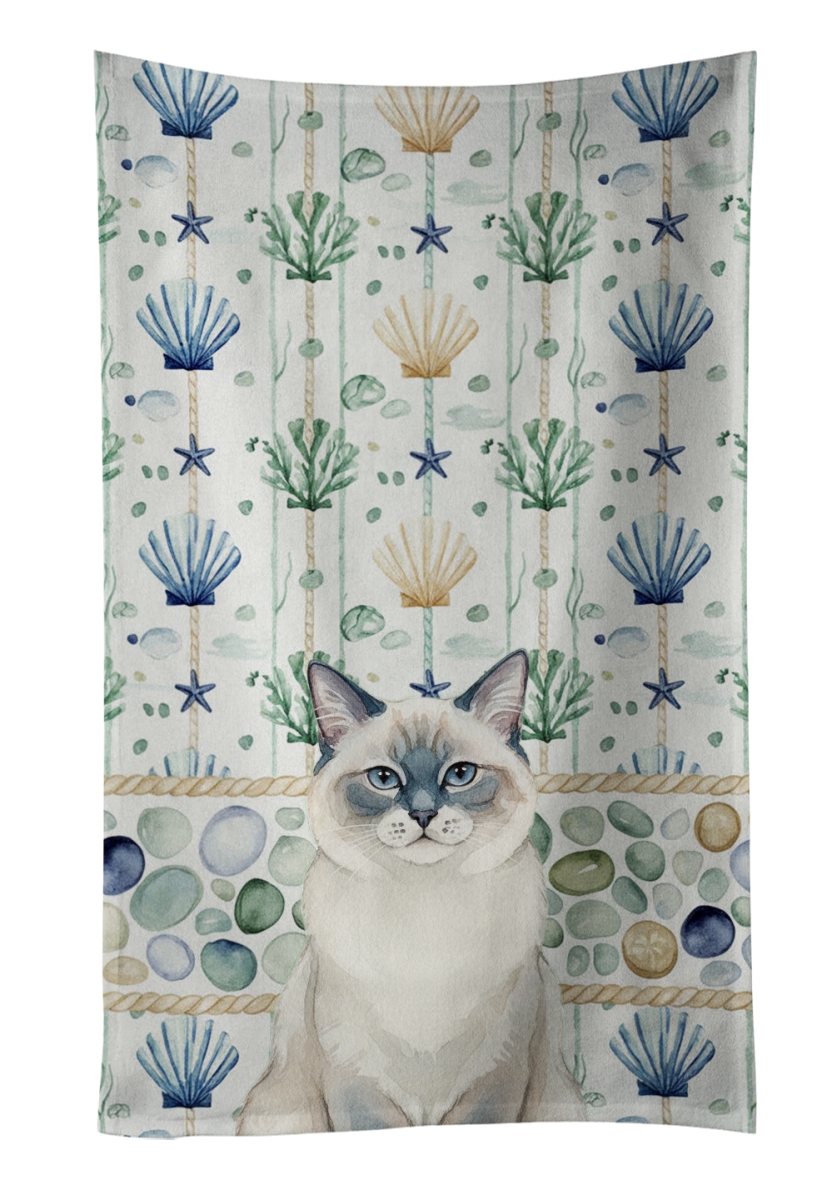 Picture of Carolines Treasures FNT1356KTWL 25 x 15 in. Ragdoll Blue Point Cat Coastal Sea Glass Kitchen Towel