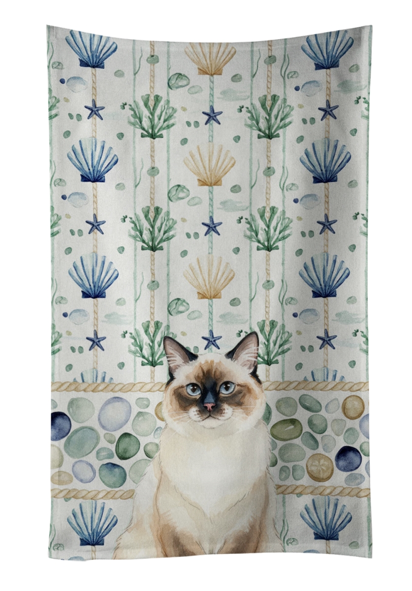 Picture of Carolines Treasures FNT1357KTWL 25 x 15 in. Ragdoll Seal Point Cat Coastal Sea Glass Kitchen Towel