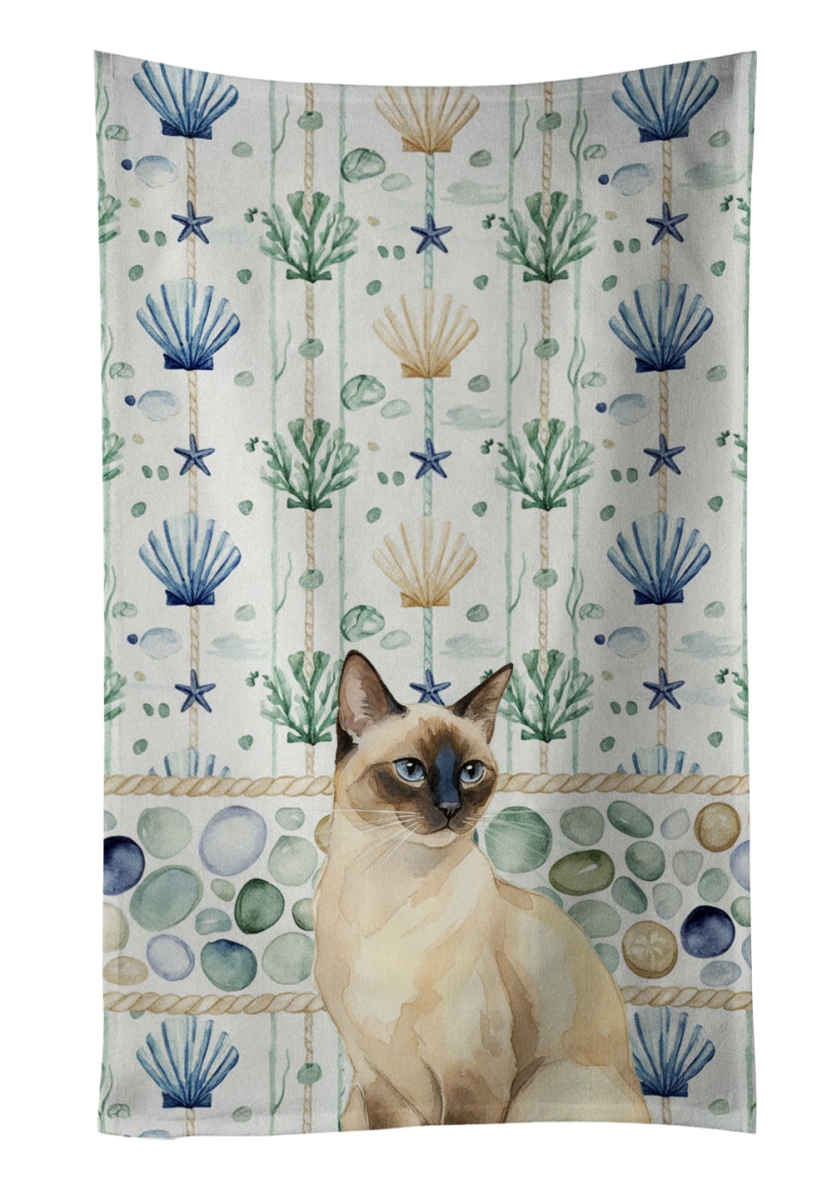 Picture of Carolines Treasures FNT1358KTWL 25 x 15 in. Seal Point Cat Coastal Sea Glass Kitchen Towel
