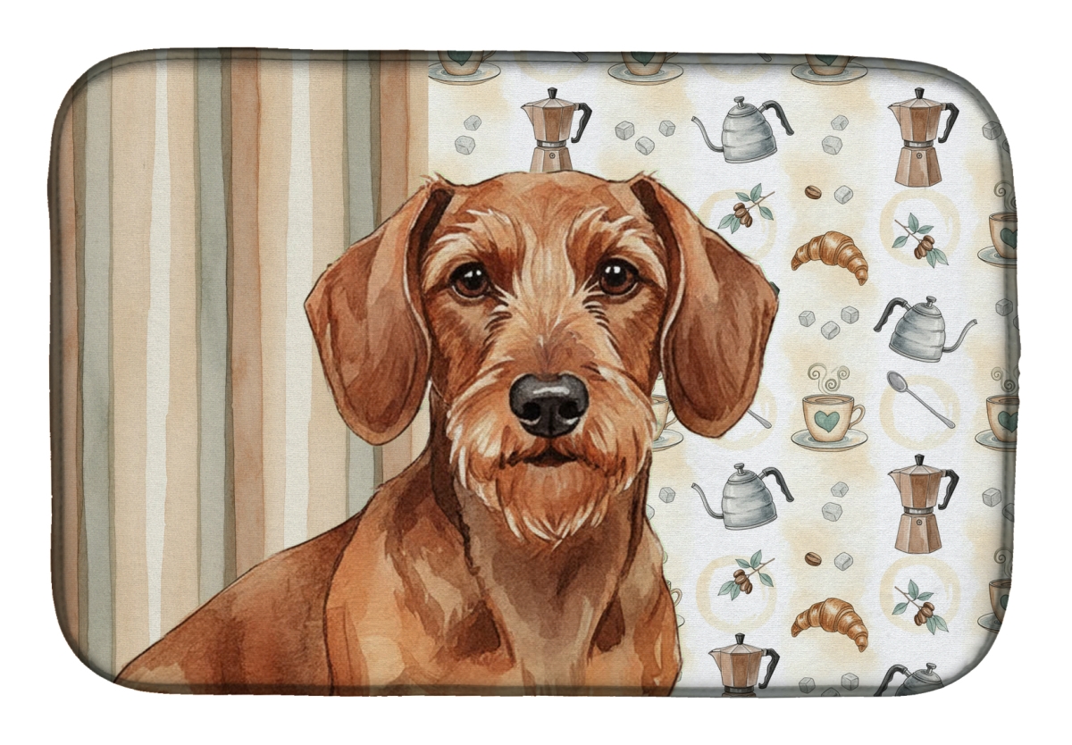 Picture of Carolines Treasures WDK7402DDM 21 x 14 in. Wirehaired Red Dachshund Coffee Bar Dish Drying Mat