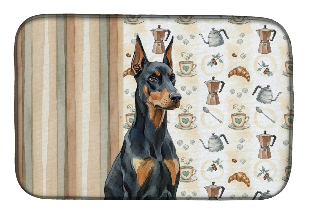 Picture of Carolines Treasures WDK7407DDM 21 x 14 in. Doberman Pinscher Coffee Bar Dish Drying Mat