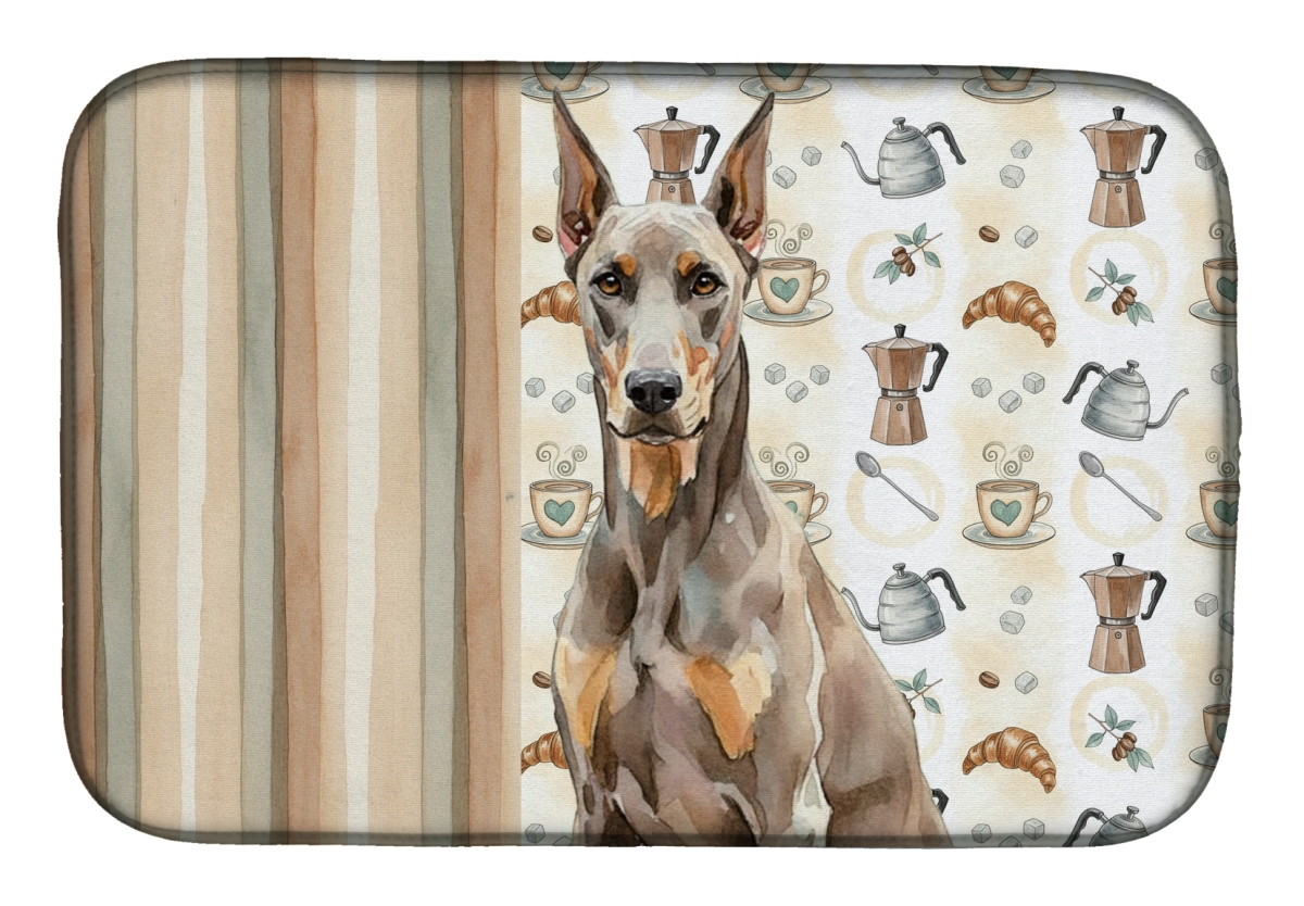Picture of Carolines Treasures WDK7408DDM 21 x 14 in. Fawn Doberman Pinscher Coffee Bar Dish Drying Mat