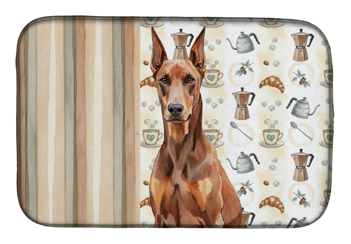 Picture of Carolines Treasures WDK7409DDM 21 x 14 in. Red Doberman Pinscher Coffee Bar Dish Drying Mat