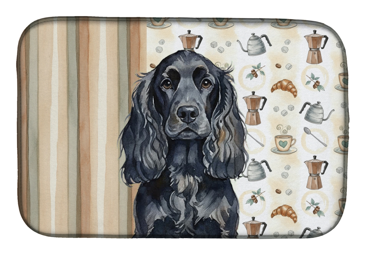 Picture of Carolines Treasures WDK7416DDM 21 x 14 in. Black English Cocker Spaniel Coffee Bar Dish Drying Mat