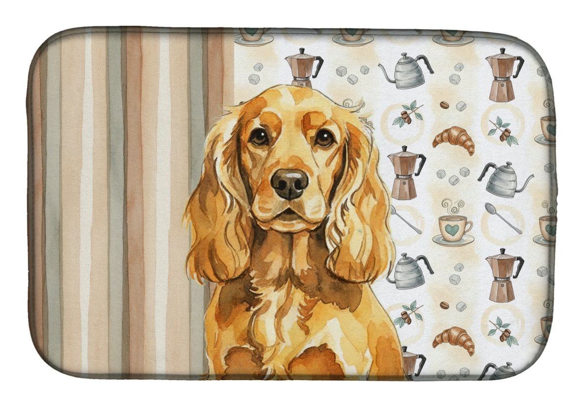 Picture of Carolines Treasures WDK7418DDM 21 x 14 in. Golden English Cocker Spaniel Coffee Bar Dish Drying Mat