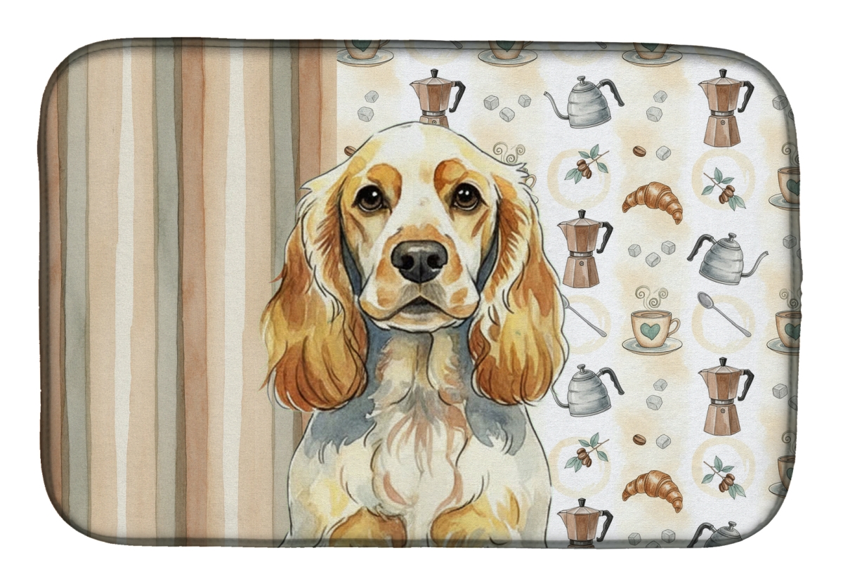 Picture of Carolines Treasures WDK7419DDM 21 x 14 in. Lemon Roan English Cocker Spaniel Coffee Bar Dish Drying Mat