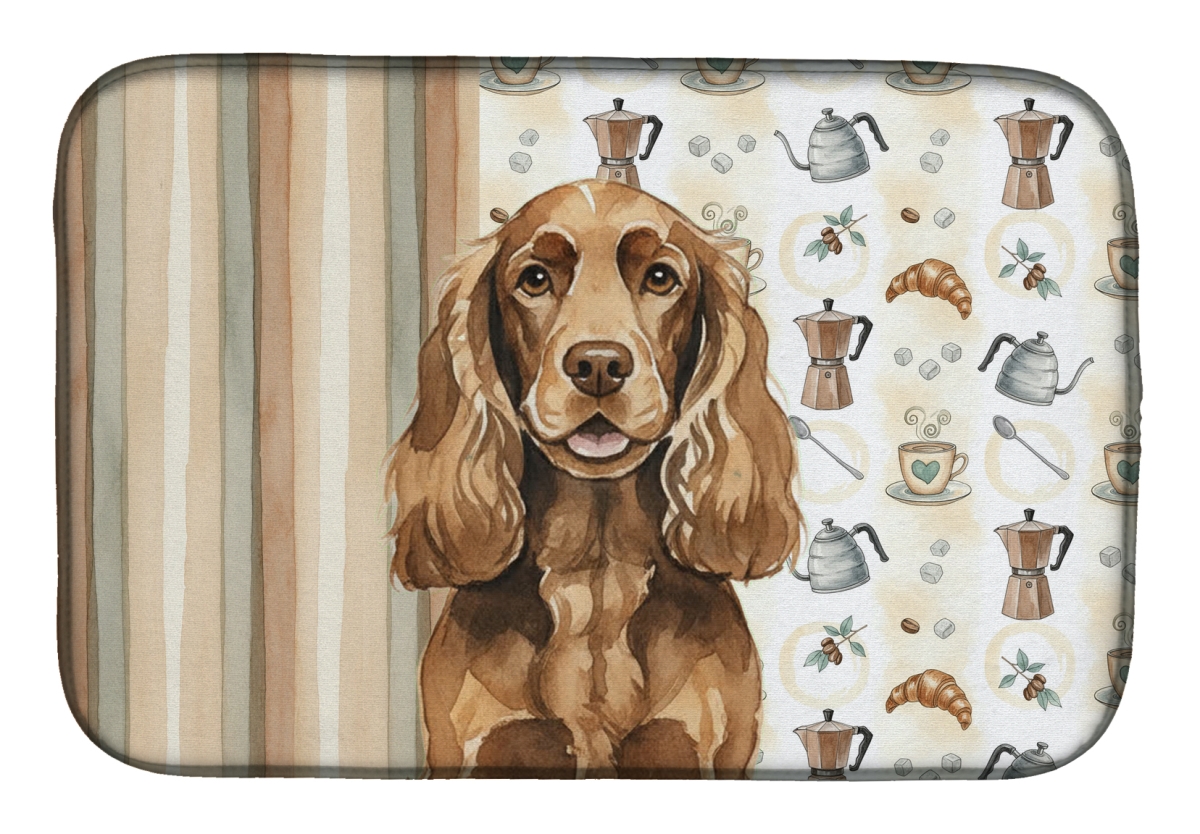 Picture of Carolines Treasures WDK7420DDM 21 x 14 in. Liver English Cocker Spaniel Coffee Bar Dish Drying Mat