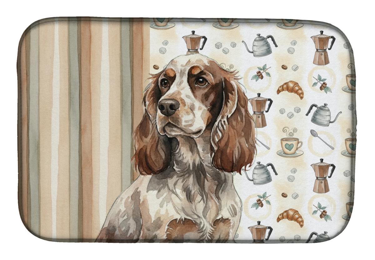 Picture of Carolines Treasures WDK7421DDM 21 x 14 in. Liver Roan English Cocker Spaniel Coffee Bar Dish Drying Mat