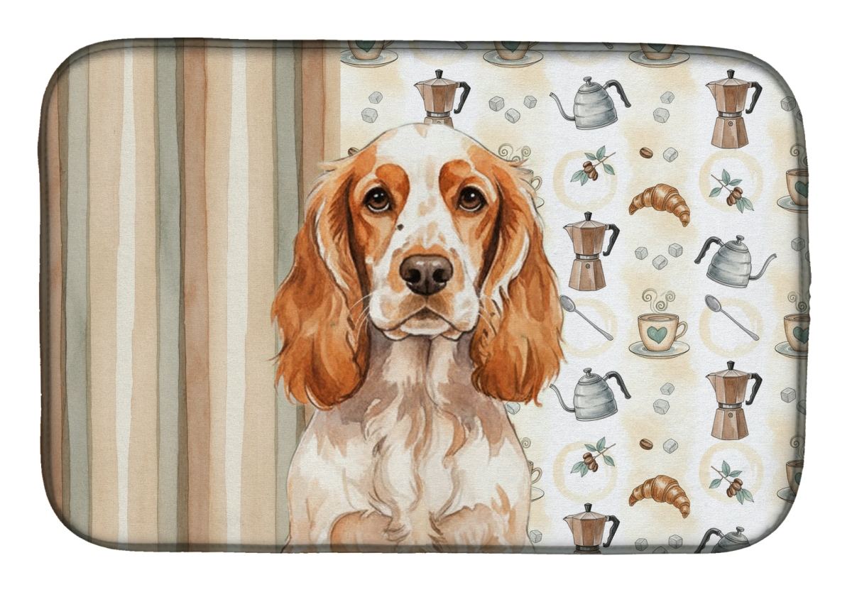 Picture of Carolines Treasures WDK7422DDM 21 x 14 in. Orange Roan English Cocker Spaniel Coffee Bar Dish Drying Mat