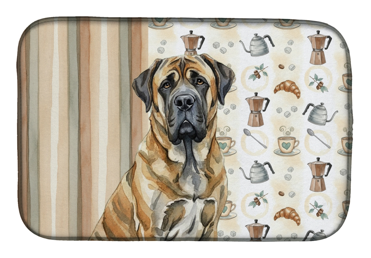 Picture of Carolines Treasures WDK7425DDM 21 x 14 in. Brindle English Mastiff Coffee Bar Dish Drying Mat