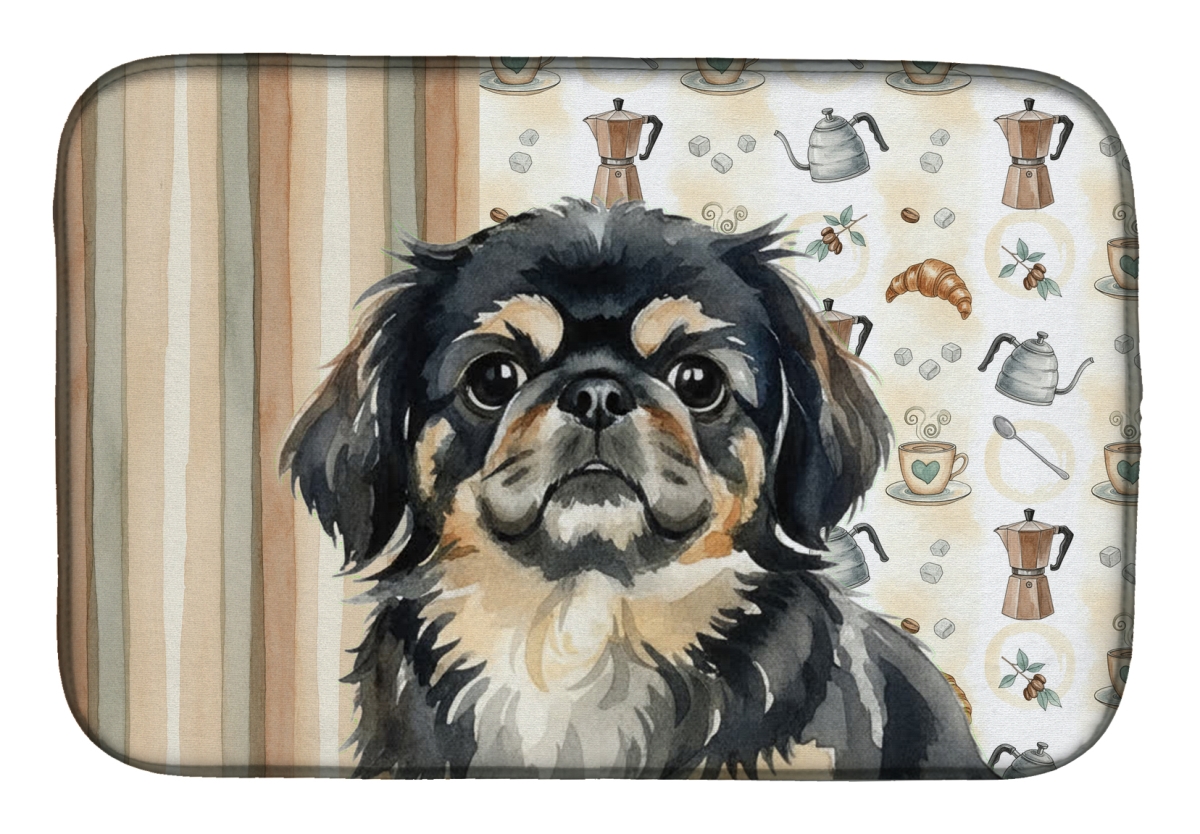 Picture of Carolines Treasures WDK7547DDM 21 x 14 in. Black & Tan Pekingese Coffee Bar Dish Drying Mat
