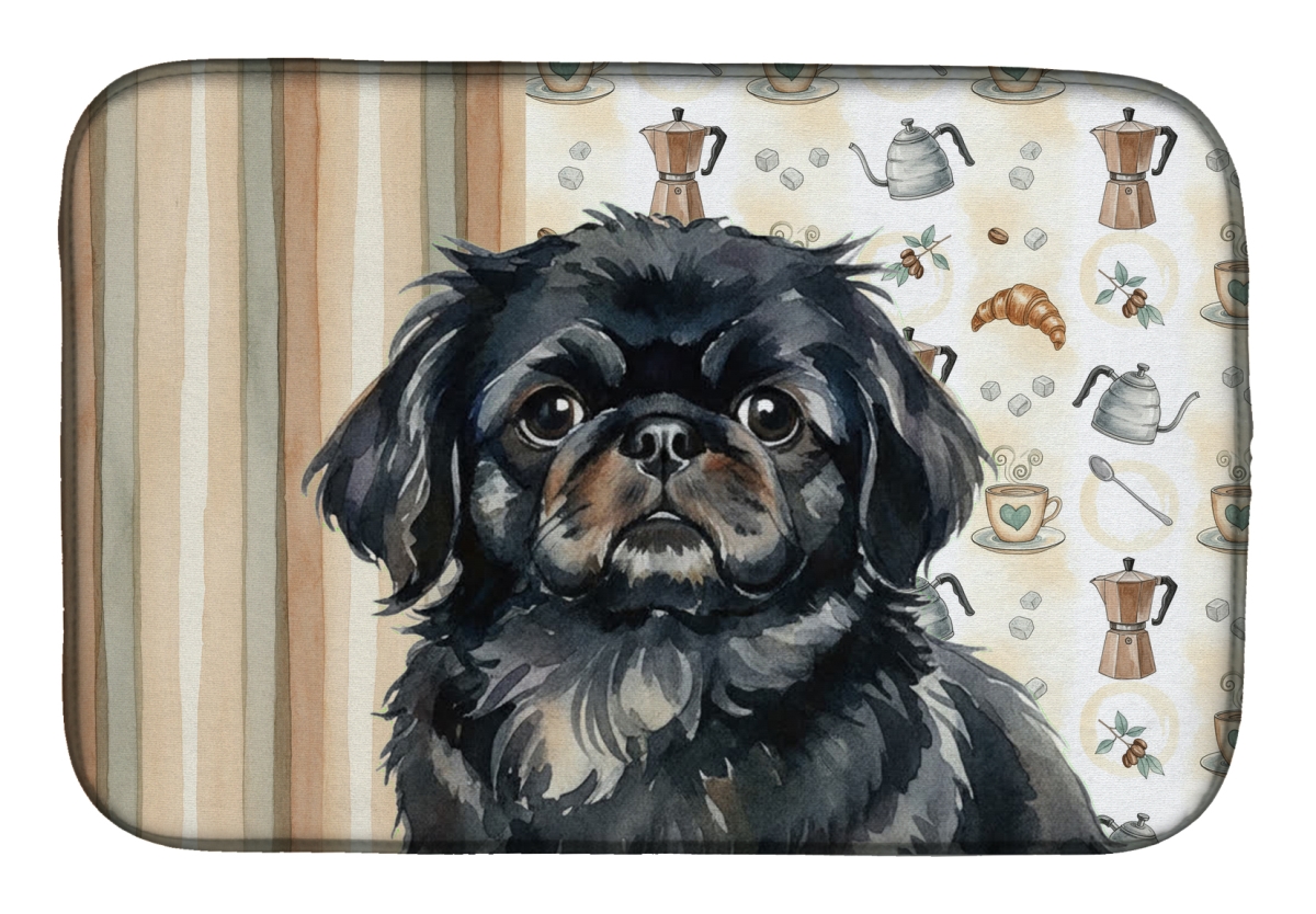 Picture of Carolines Treasures WDK7548DDM 21 x 14 in. Black Pekingese Coffee Bar Dish Drying Mat