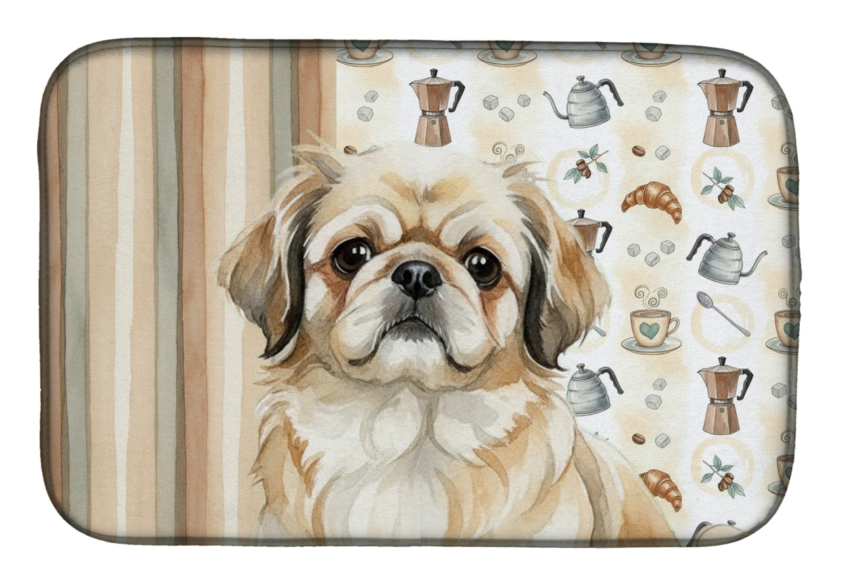 Picture of Carolines Treasures WDK7550DDM 21 x 14 in. Fawn Pekingese Coffee Bar Dish Drying Mat