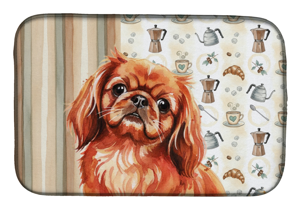 Picture of Carolines Treasures WDK7551DDM 21 x 14 in. Red Pekingese Coffee Bar Dish Drying Mat