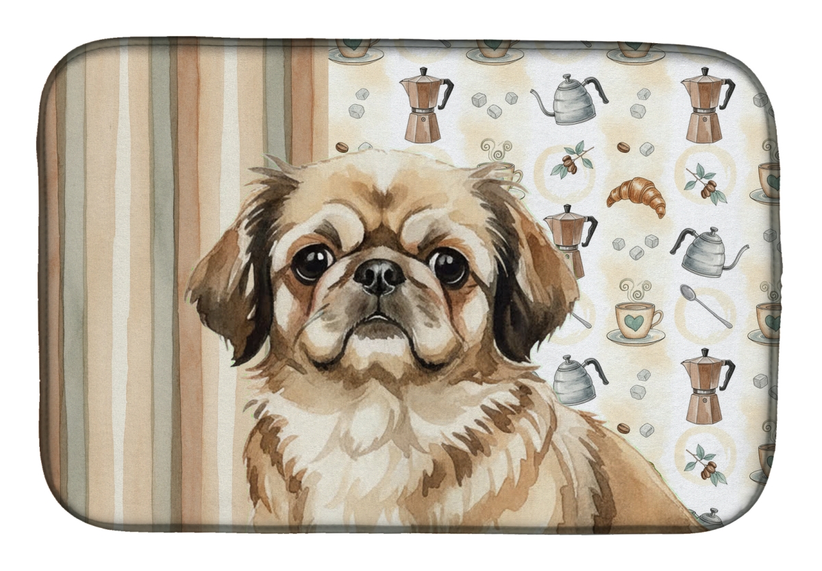 Picture of Carolines Treasures WDK7552DDM 21 x 14 in. Sable Pekingese Coffee Bar Dish Drying Mat