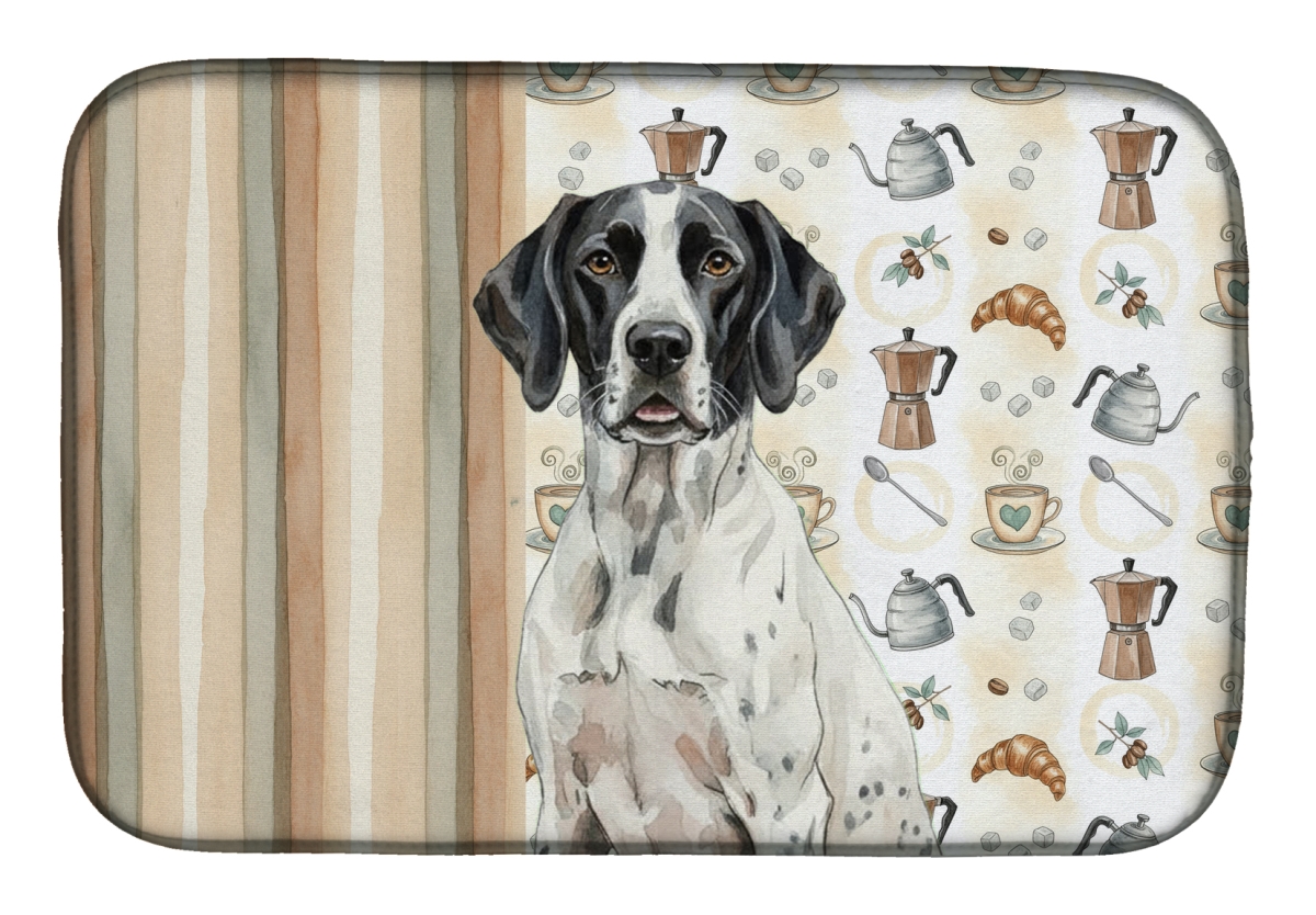 Picture of Carolines Treasures WDK7554DDM 21 x 14 in. Black & White Pointer Coffee Bar Dish Drying Mat