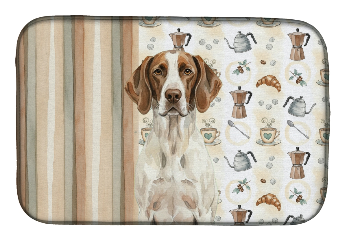 Picture of Carolines Treasures WDK7555DDM 21 x 14 in. Liver & White Pointer Coffee Bar Dish Drying Mat