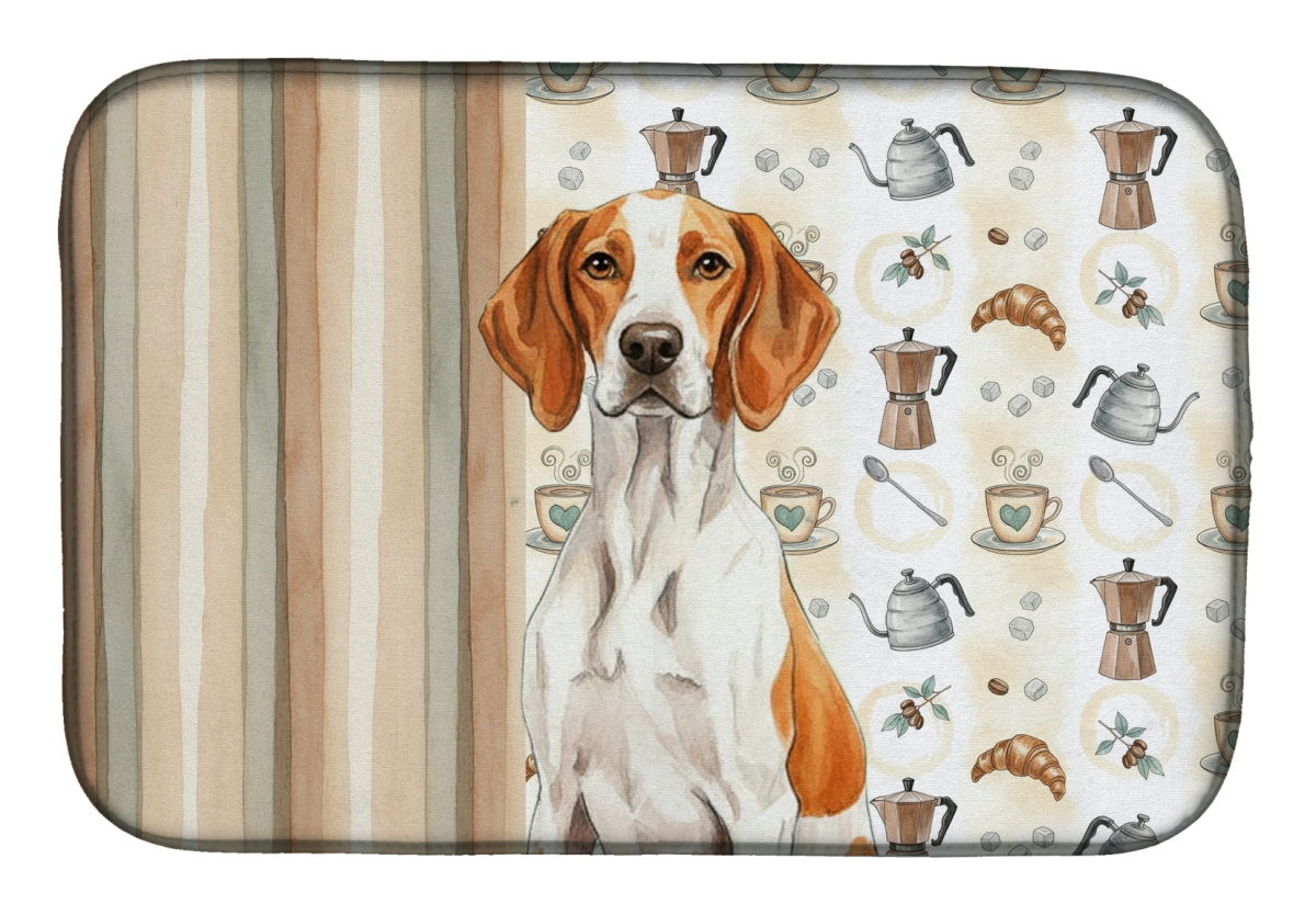 Picture of Carolines Treasures WDK7557DDM 21 x 14 in. Orange & White Pointer Coffee Bar Dish Drying Mat